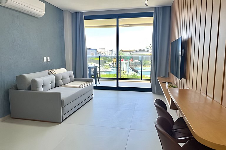 Ap 2 quartos resort beira-mar